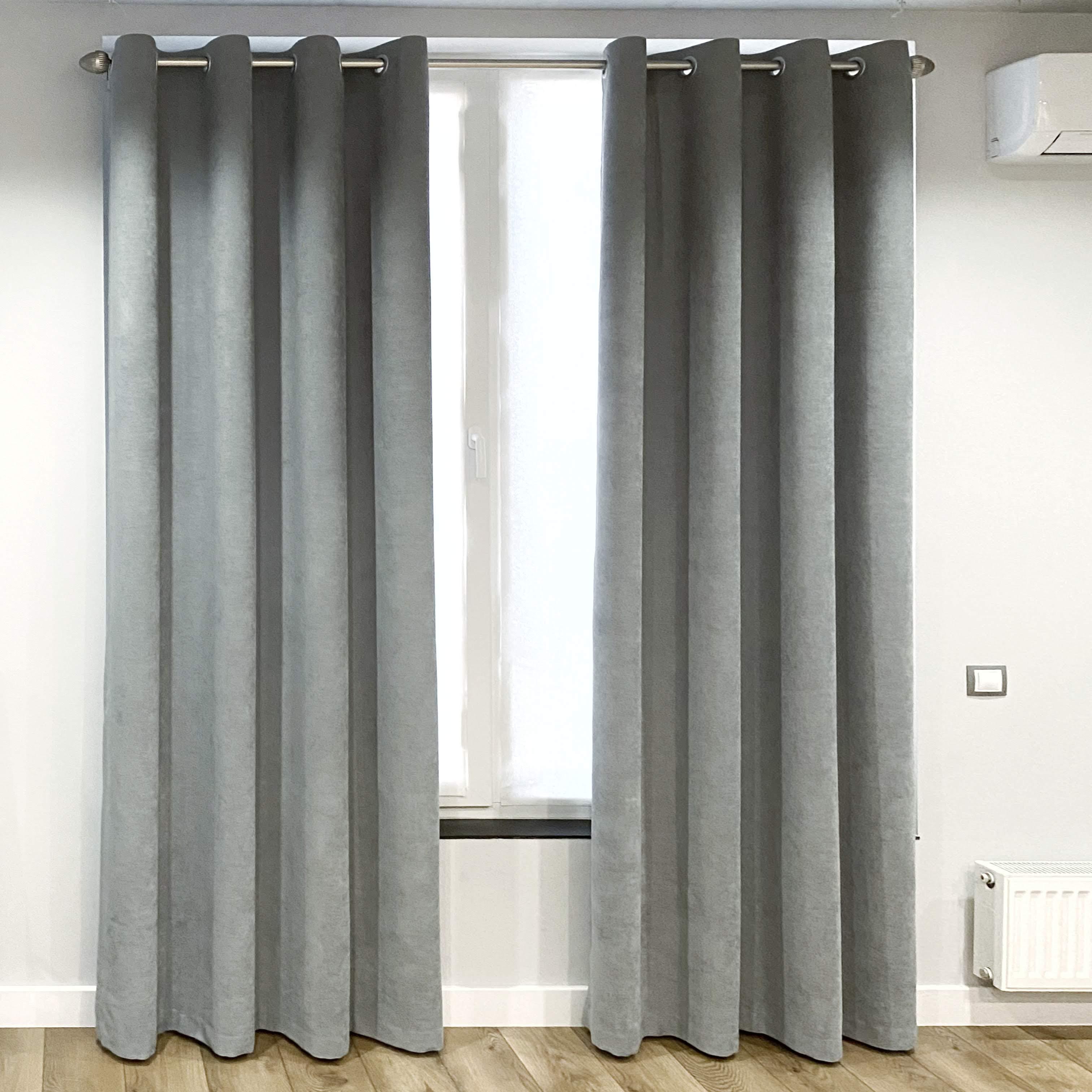 Шторы на серых люверсах микровелюр 175x250 см 2 шт. Серо-голубой (5801525-МТ2/175-GR) - фото 1 Шторы на серых люверсах микровелюр 175x250 см 2 шт. Серо-голубой (5801525-МТ2/175-GR) - фото 1