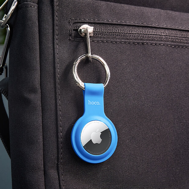 Чохол-брелок Hoco для Apple AirTag Silicone Protective Keychain Shell Short Style Blue - фото 3