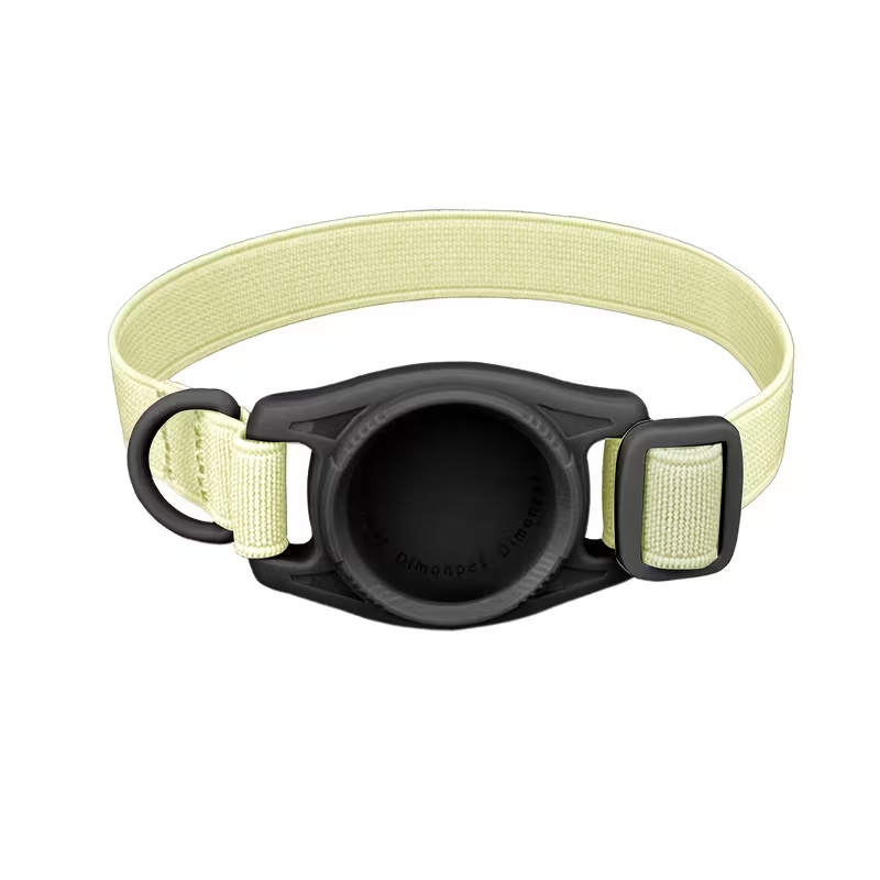 Нашийник для котів з кріпленням для AirTag еластичний регульований 20-30 см Блідо-жовтий