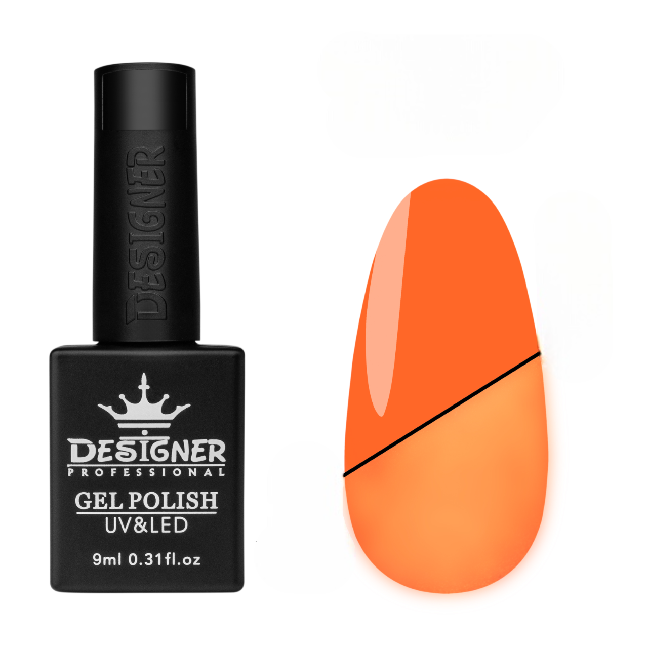 Гель-лак люминесцентный Designer Professional Glow in the Dark 9 мл Ярко-оранжевый 466