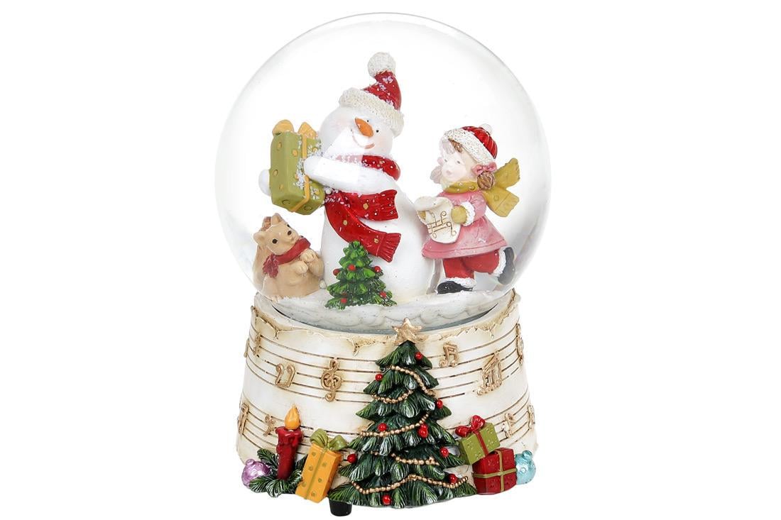 Декоративный водяной шар BonaDi Снеговик-музыкант 14 см (559-471)