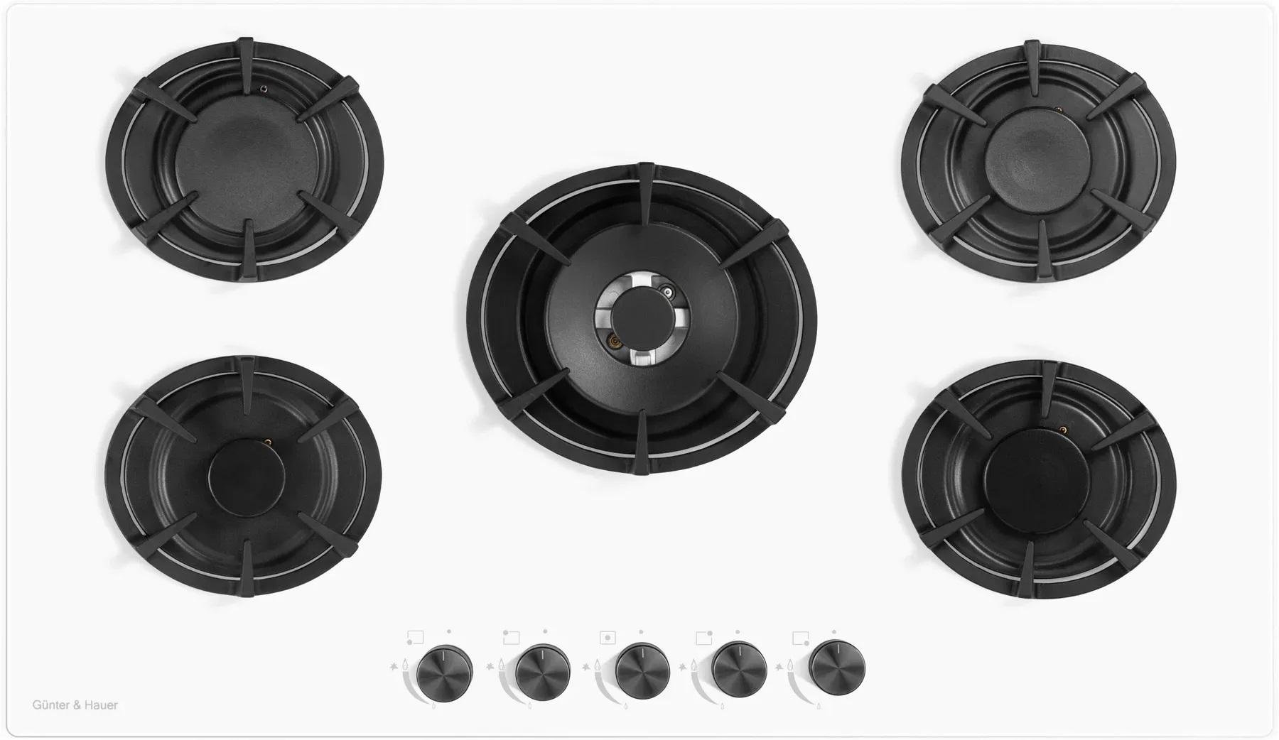 Варочная поверхность газовая Gunter&Hauer GL 9 W на 5 конфорок закаленное стекло Белый