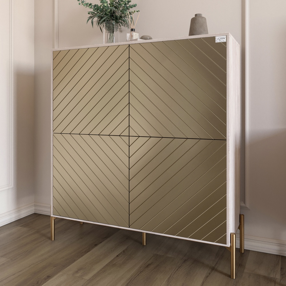 Комод-пенал Lion Амарант 114x40x126,5 см Самоа Дымчатый/Перламутровый металлик (LION-042069)