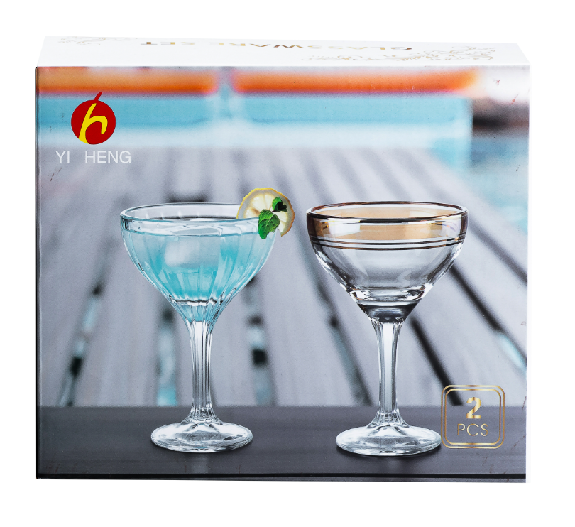 Набір келихів для фігурних коктейлів на високій ніжці 2 шт. по 290 мл Прозорий/Рожевий - фото 4