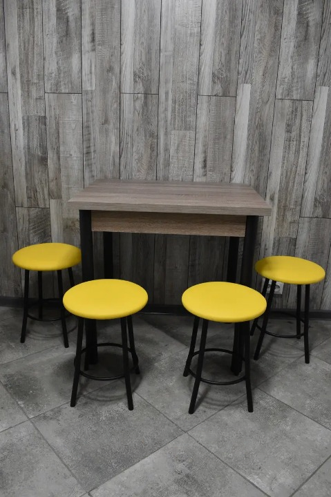 Кухонний комплект Оскар стіл розкладний/табурети 4 шт. в чорному корпусі 60х80/80х120х75 см Трюфель/Жовтий (28374276)