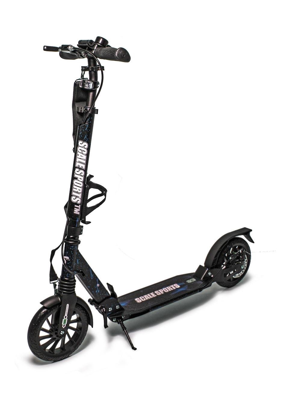 Самокат двухколесный Scale Sports колеса PU 200 мм 2 амортизатора/алюминиевая рама/дисковый тормоз Black (1192181876)