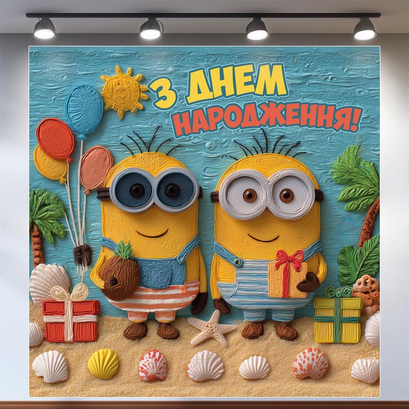 Баннер для фотозоны Миньоны 160x160 см №44144