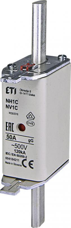 Запобіжник ножовий ETI KOMBI NH1C 50A gG з плавкою вставкою (4184211)