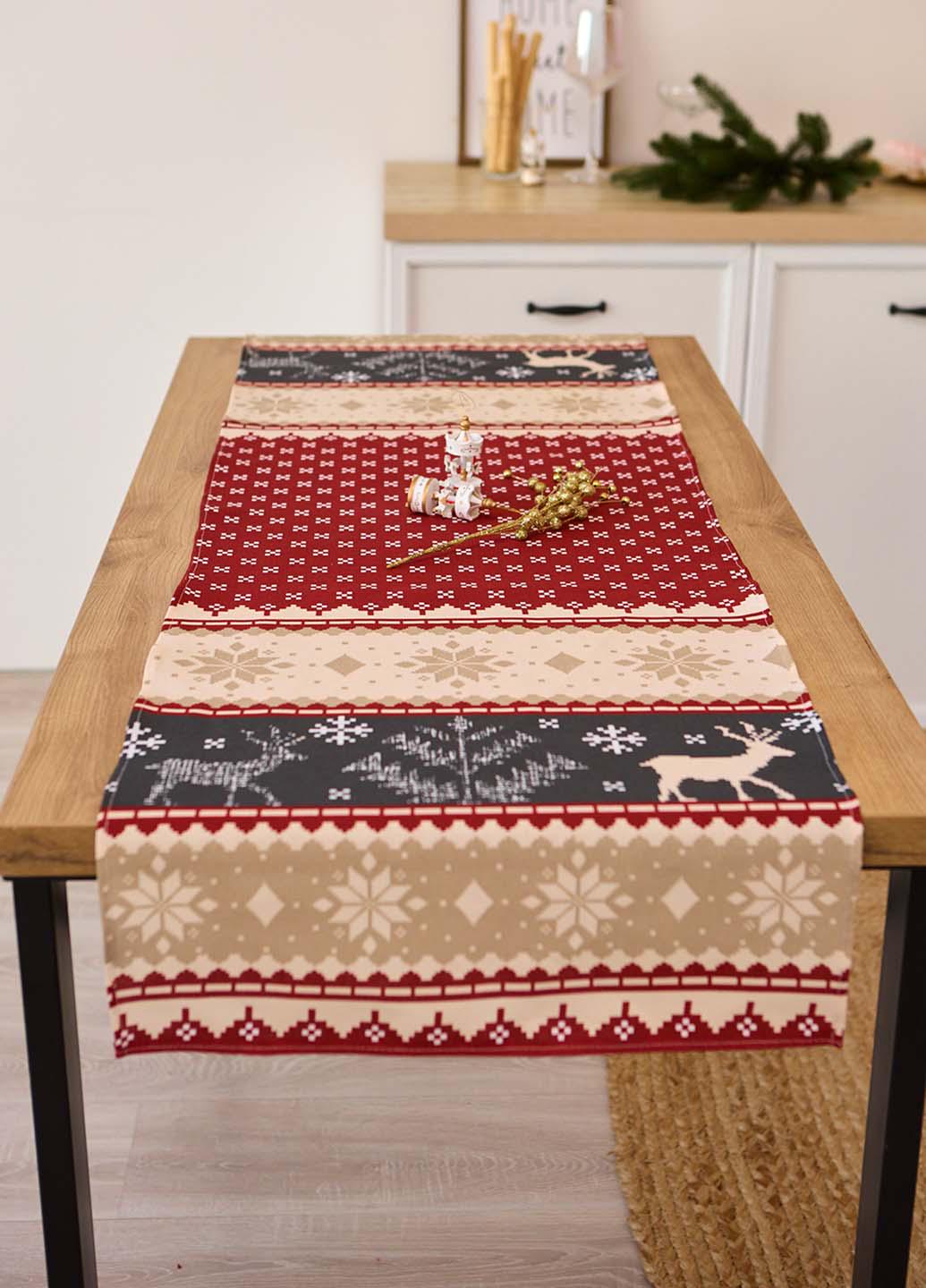 Скатертина новорічна раннер Північні олені 140x47 см - фото 2