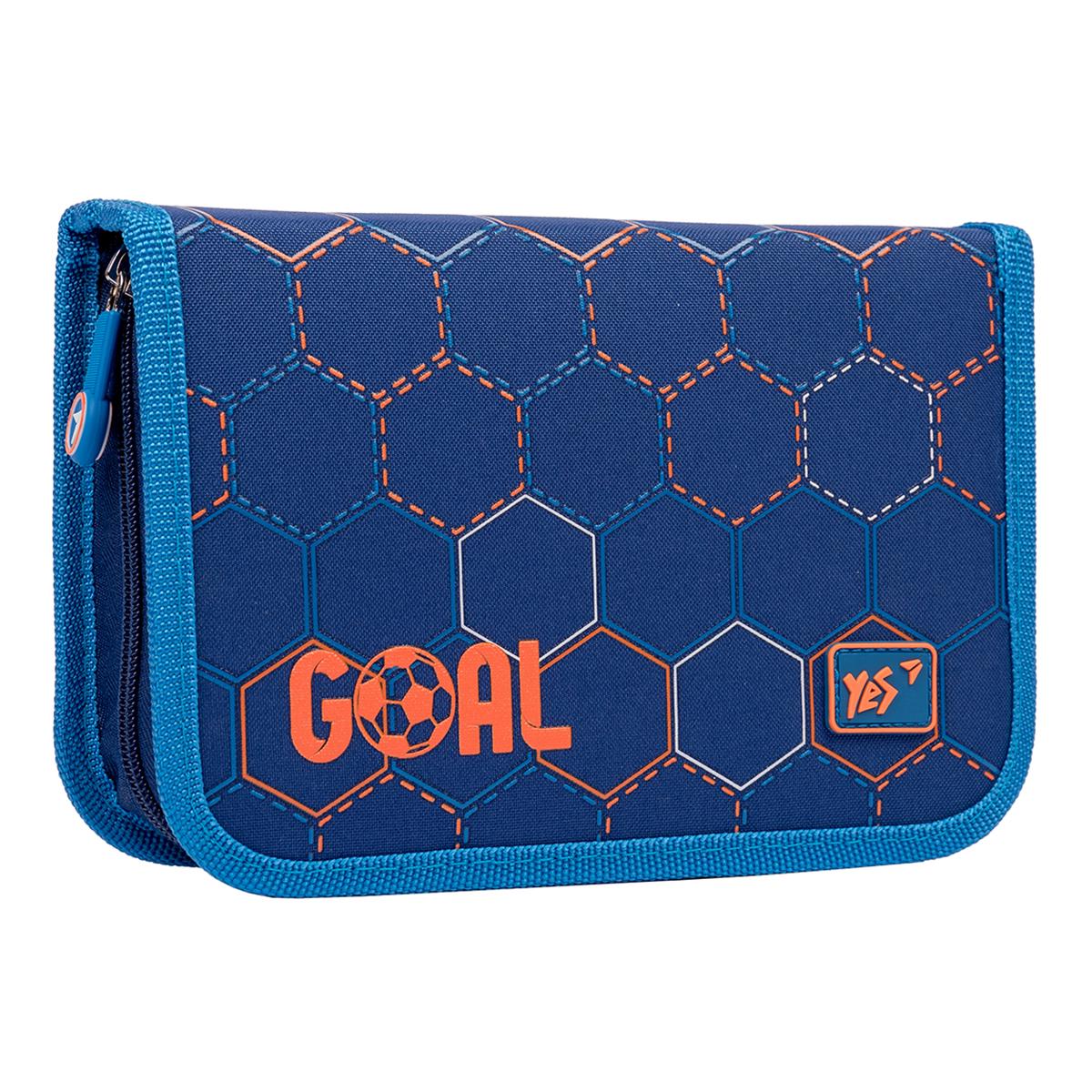 Пенал твердый YES HP-04 Goal одинарный с двумя клапанами Синий (533074)