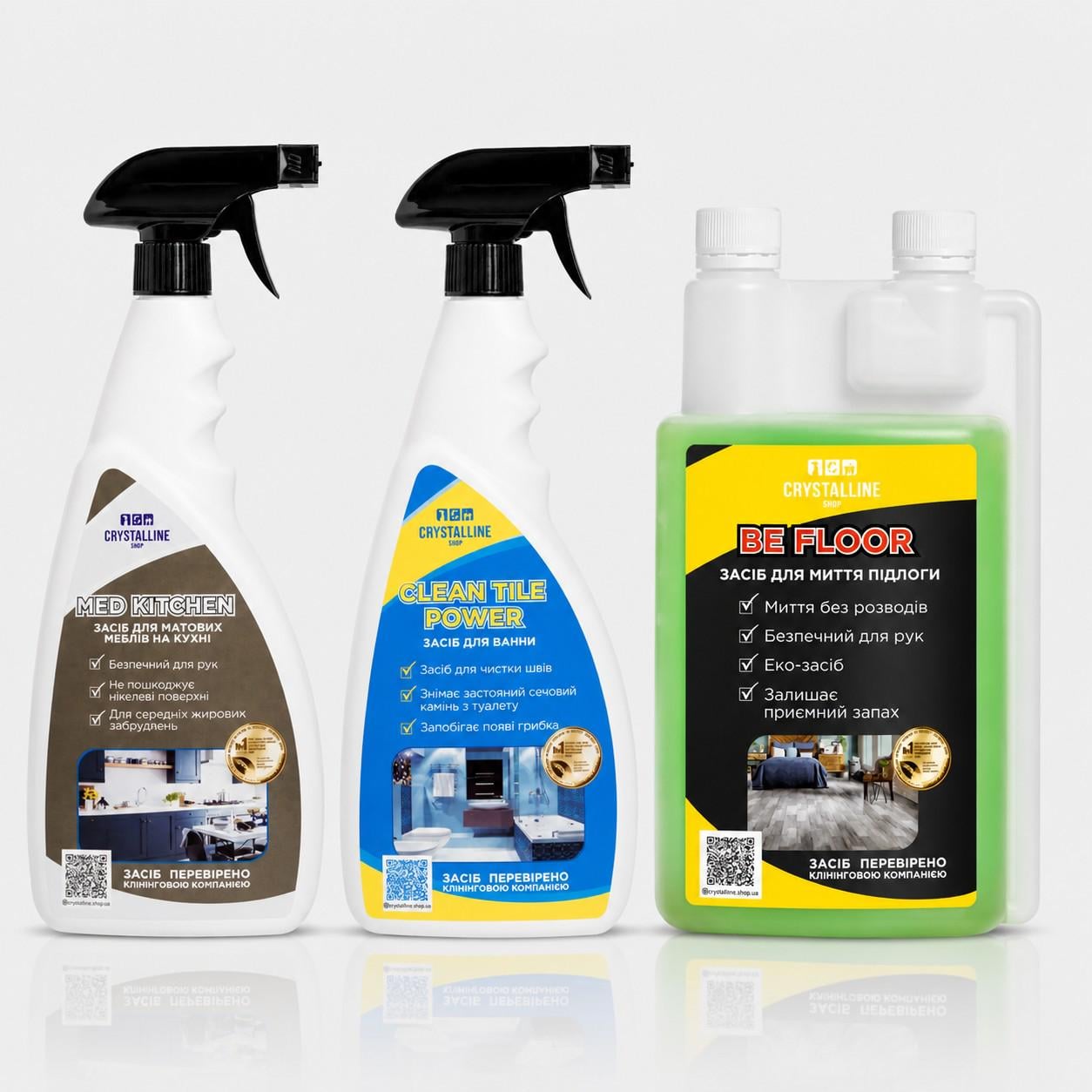 Набор для кухни и ванной Med Kitchen Clean Tile Power Bee Floor 3в1 жир налет и грязь без шансов 1 л