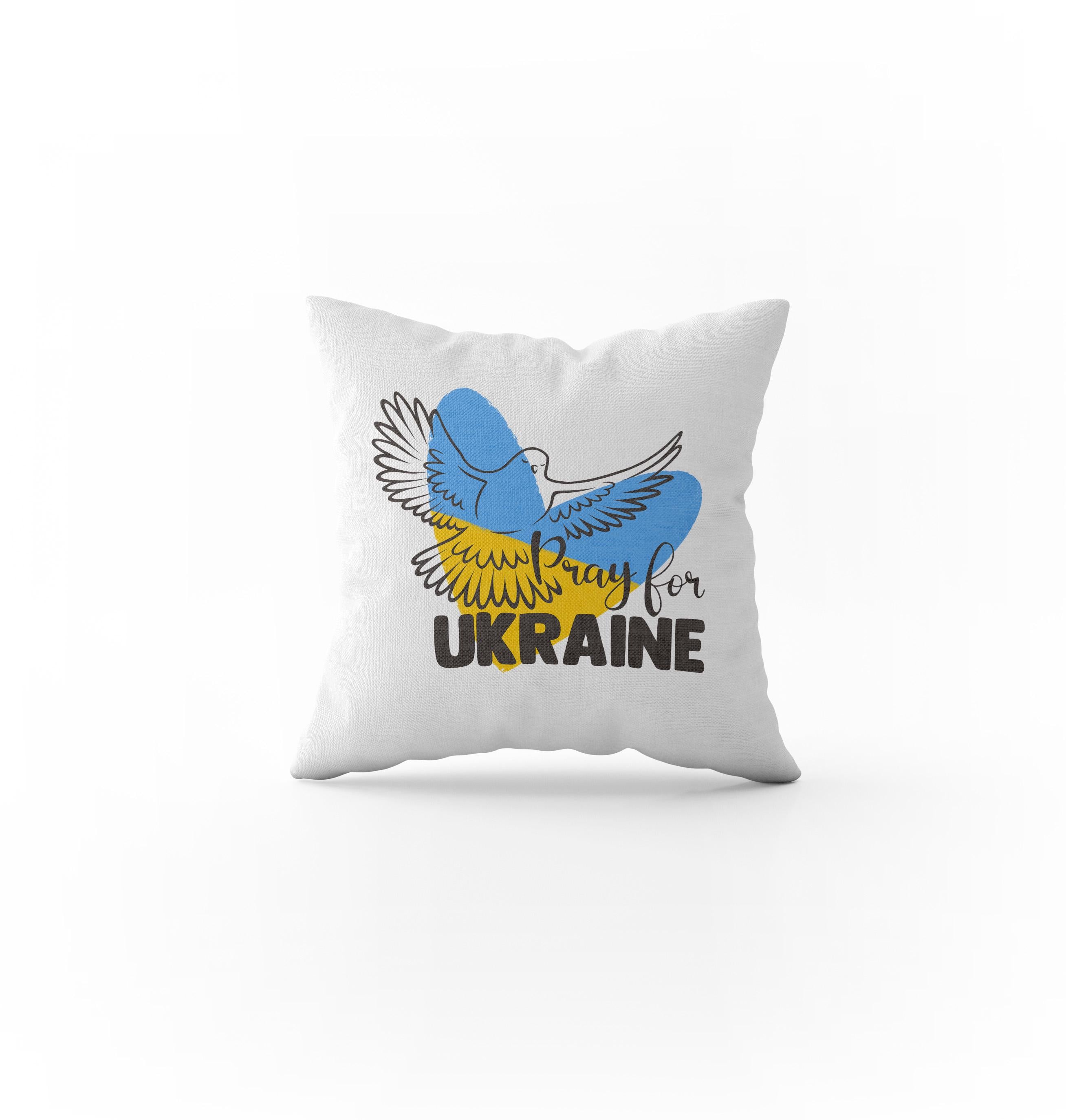 Декоративная подушка в подарок Pray for Ukraine 1 шт. 40х40 см Молочный (па_24)