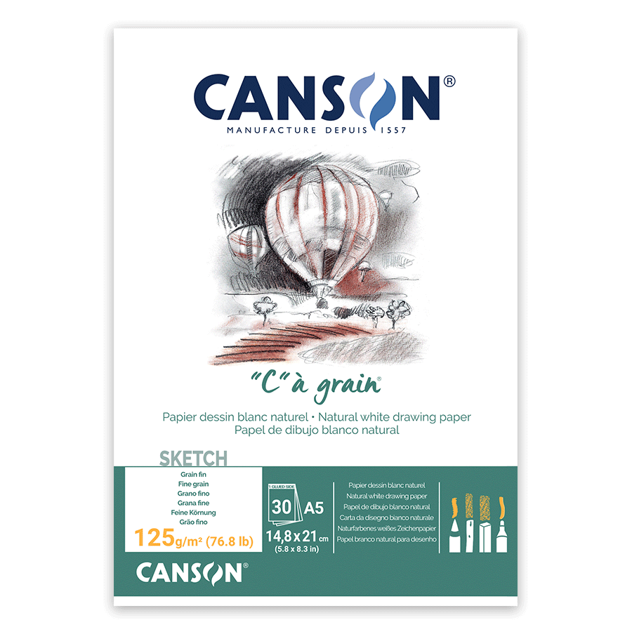 Альбом для графики Canson Ca Grain 125 г/кв. м 30 л. А5 Белый (C400060608)