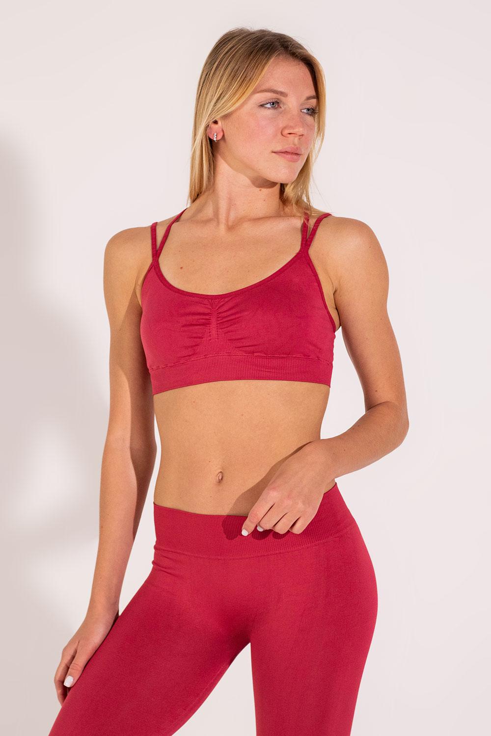 Топ женский бесшовный Giulia FLEX TOP ACTIVE с перекрестными бретелями XXS/XS Bordo-winterberry