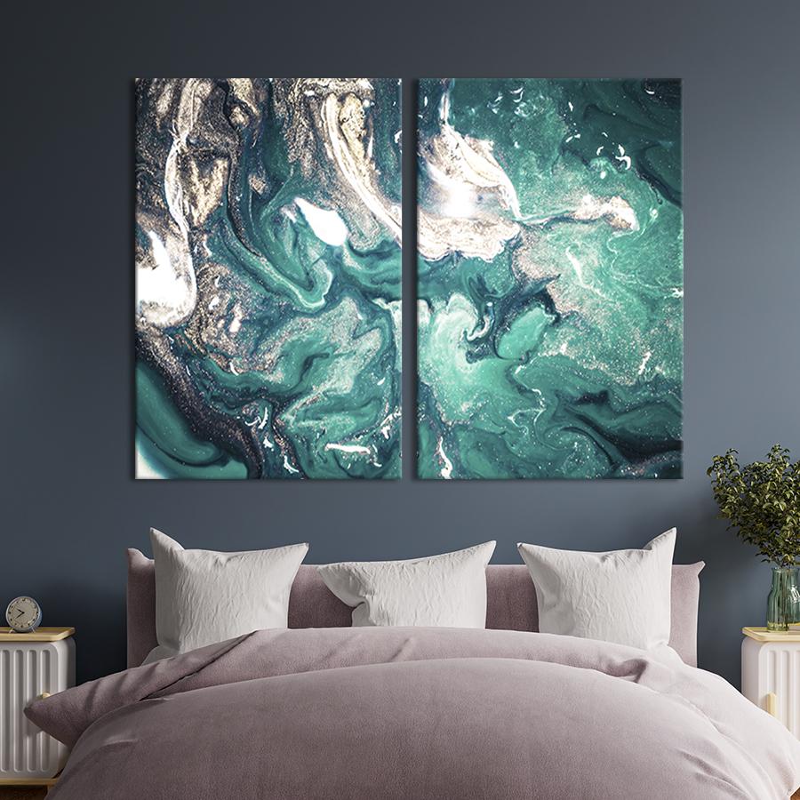 Настінний декор диптих картина на холсті для інтер’єру Крижана абстракція 165x122 см (32-2)