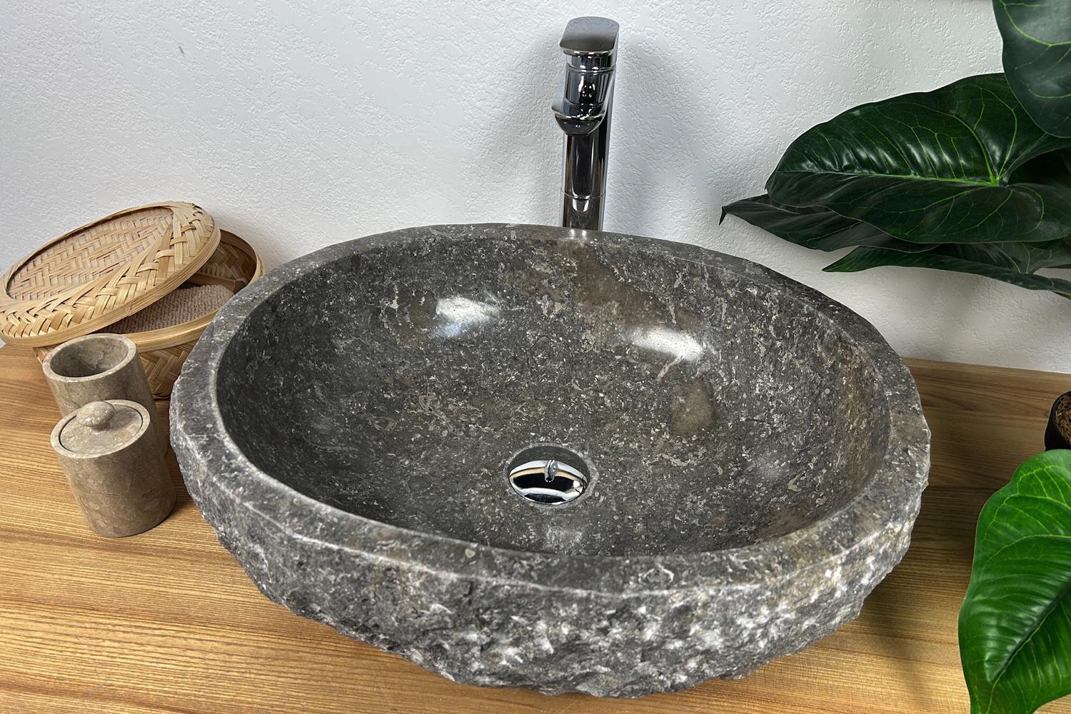 Умывальник мраморный с живыми краями 52х42х16 см Серый (25074120) - фото 3 Умывальник мраморный с живыми краями 52х42х16 см Серый (25074120) - фото 3