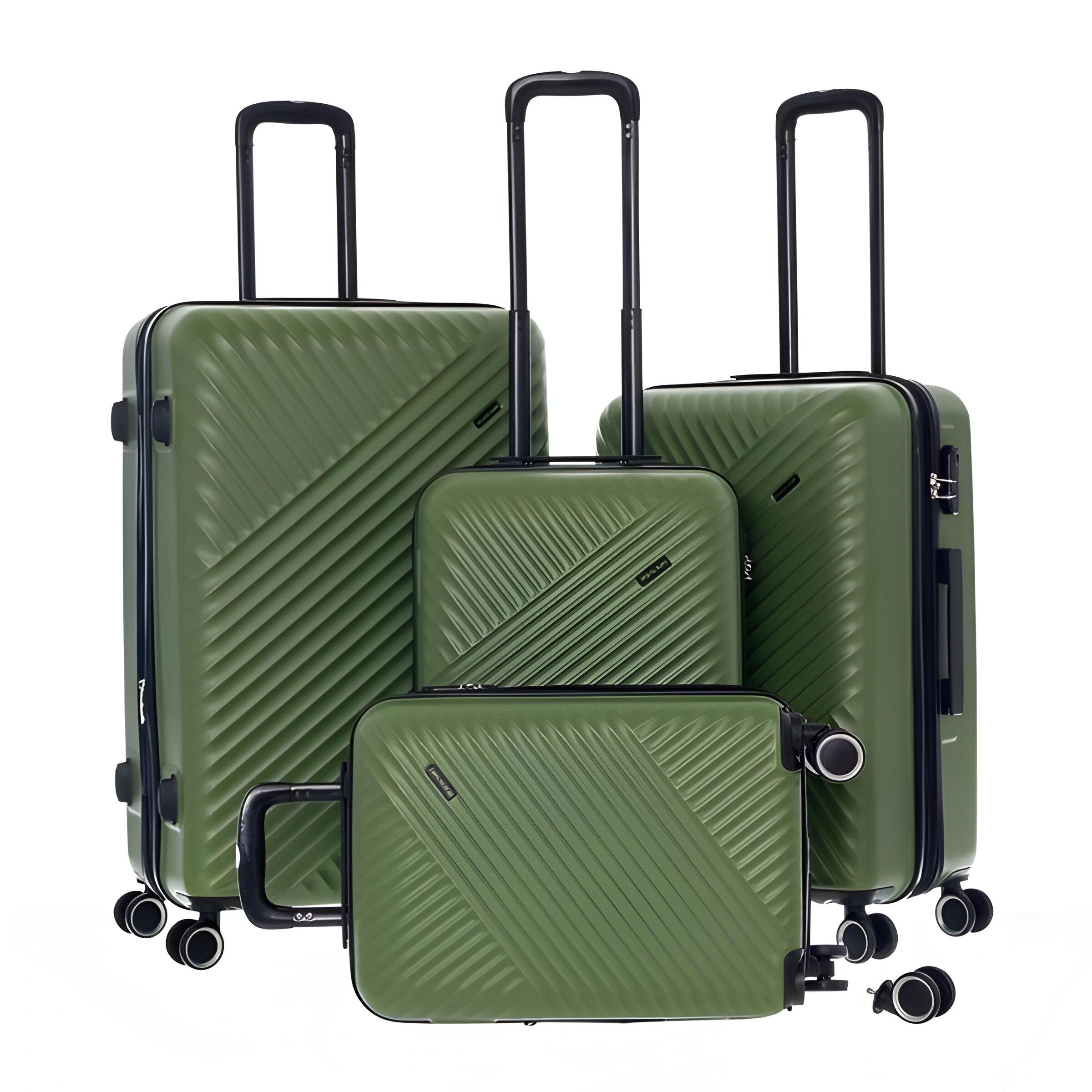 Набір валіз 4в1 пластик з кодовим замком та телескопічною ручкою Хакі (635) - фото 1 Набір валіз 4в1 пластик з кодовим замком та телескопічною ручкою Хакі (635) - фото 1