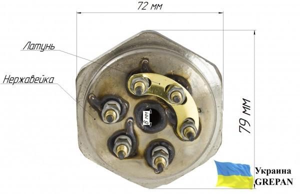 Блок-тэн Grepan 9000W 230V резьба 2" правая нержавеющая сталь (btn007) - фото 5