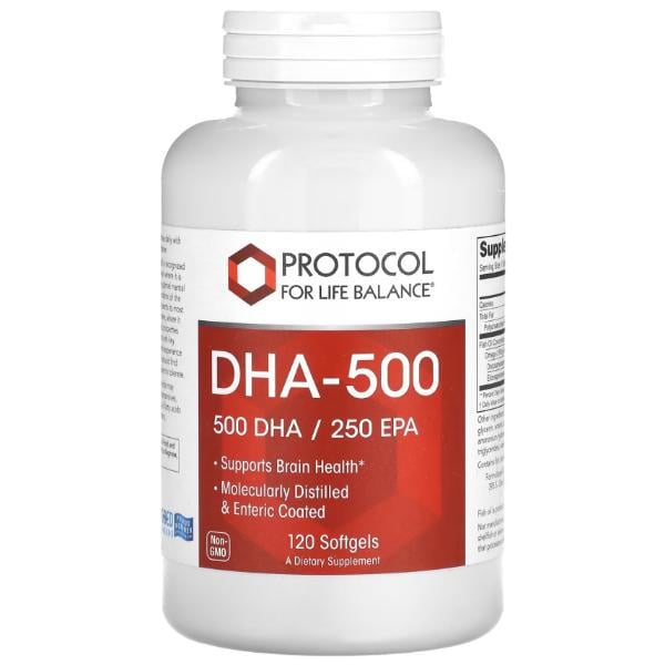 Жирные кислоты Protocol for Life Balance DHA Омега 3 500 мг 120 Softgels (23712891)