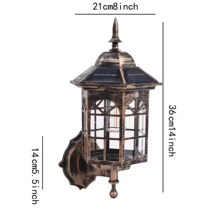 Фонарь уличный/настенный винтажный на солнечной батарее с датчиком движения (g006) - фото 8