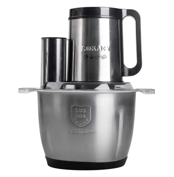 Чопер кухонный Sokany SK-06035 6в1 с чашей на 2,5 л Стальной
