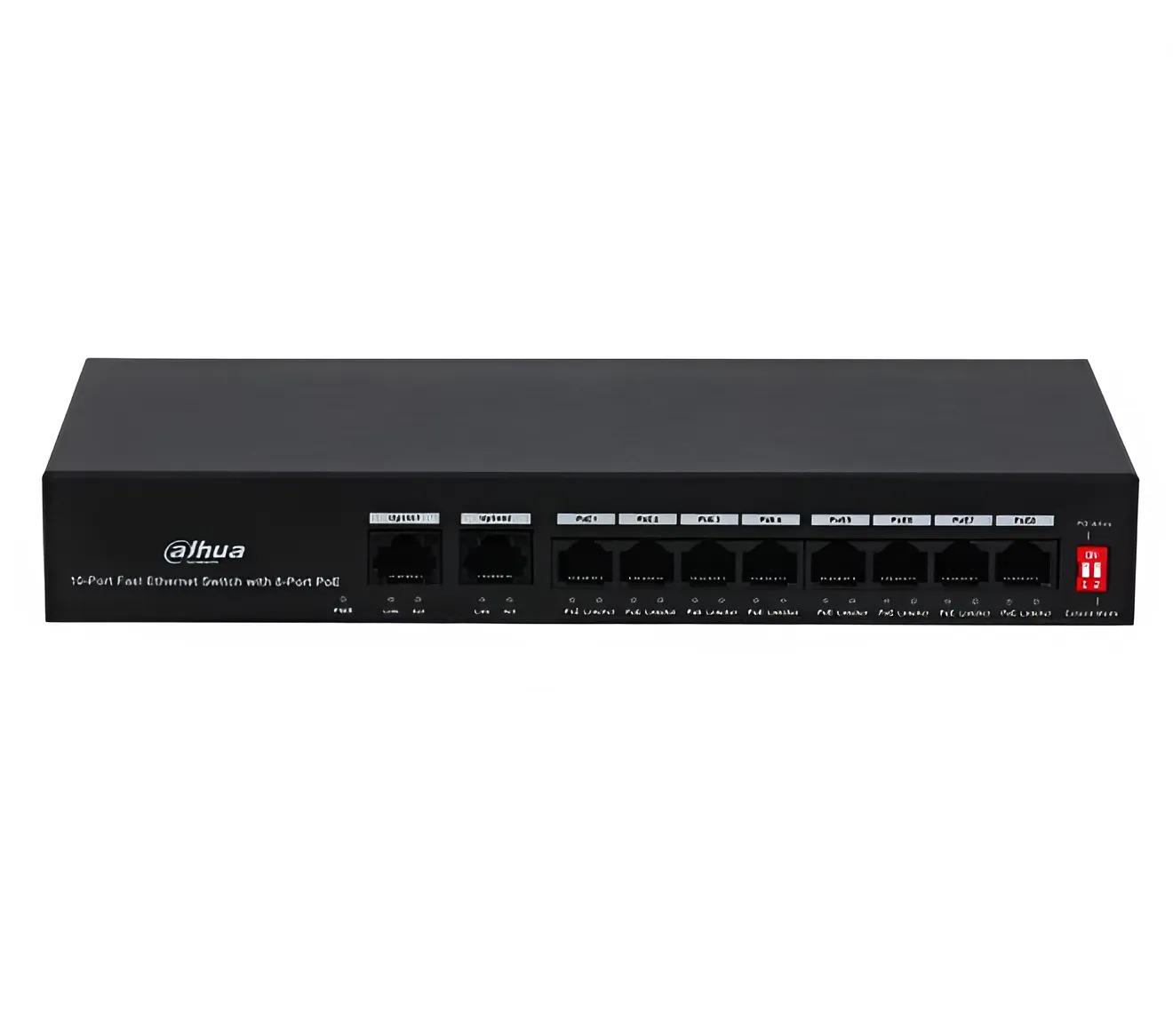Коммутатор неуправляемый Dahua DH-PFS3010-8ET-65 РоЕ 2 Гбит/с Черный (99-00002972)