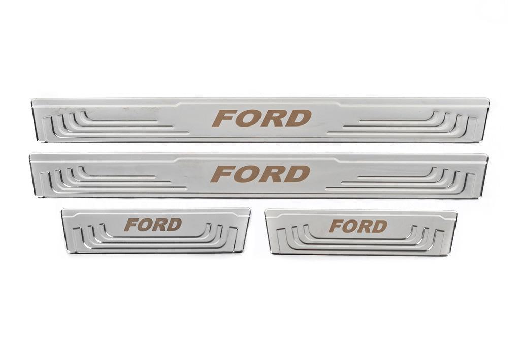 Накладки на пороги Carmos Ford V-2 4 шт. нерж для Ford нержавеющая сталь Хром (131282)