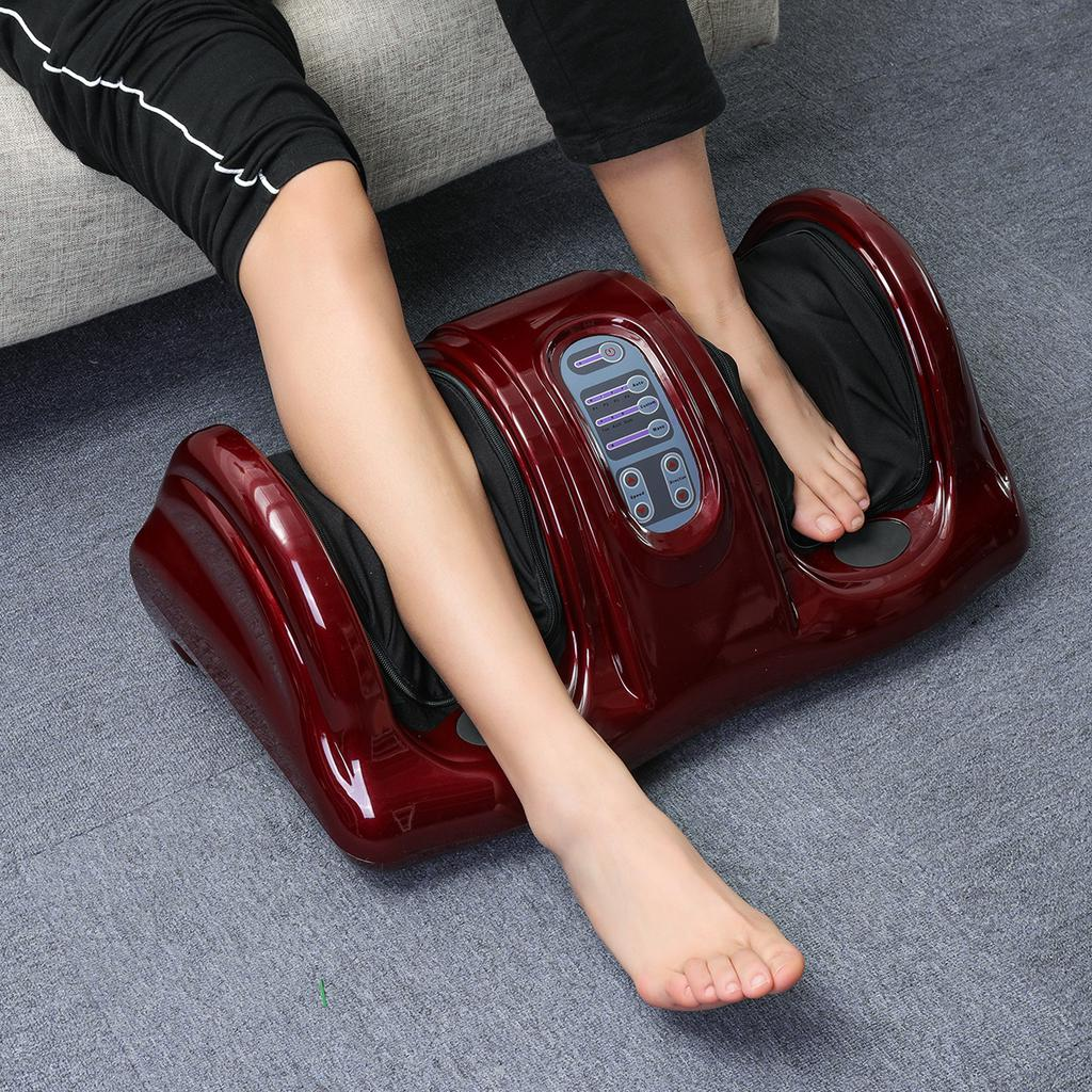 Электромассажер для ног и стоп универсальный Foot Massager роликовый с пультом Красный (f15e6046) - фото 3