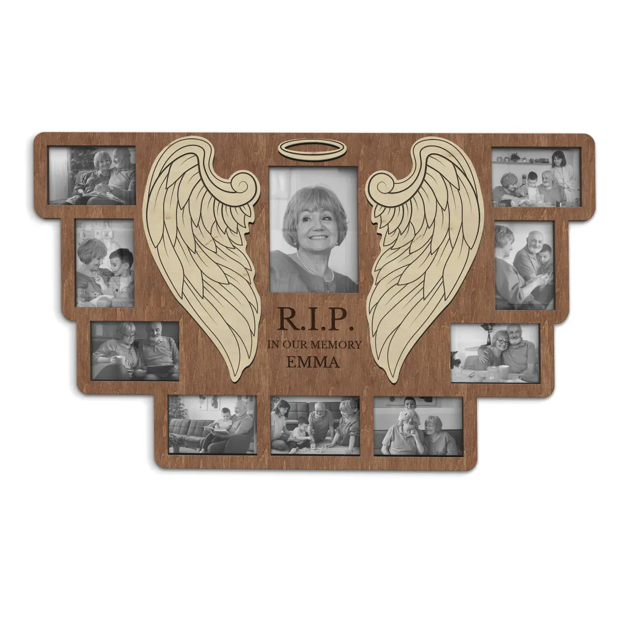 Коллаж из памятных фотографий с надписью Покойся с миром Коричневый (rip_wings_collage-4) - фото 1 Коллаж из памятных фотографий с надписью Покойся с миром Коричневый (rip_wings_collage-4) - фото 1