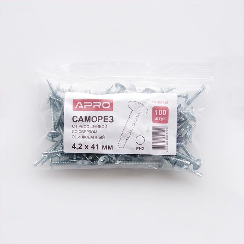 Саморез Apro с пресс-шайбой 4,2x14 со сверлом цинк белый 10000 шт. (10L4214-2T-C) - фото 5 Саморез Apro с пресс-шайбой 4,2x14 со сверлом цинк белый 10000 шт. (10L4214-2T-C) - фото 5