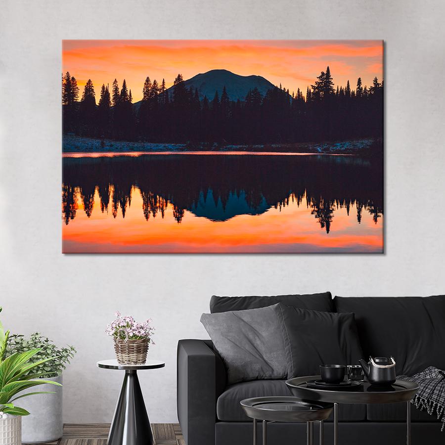 Картина природа Вечірнє гірське озеро 51x34 см (A1099-1)