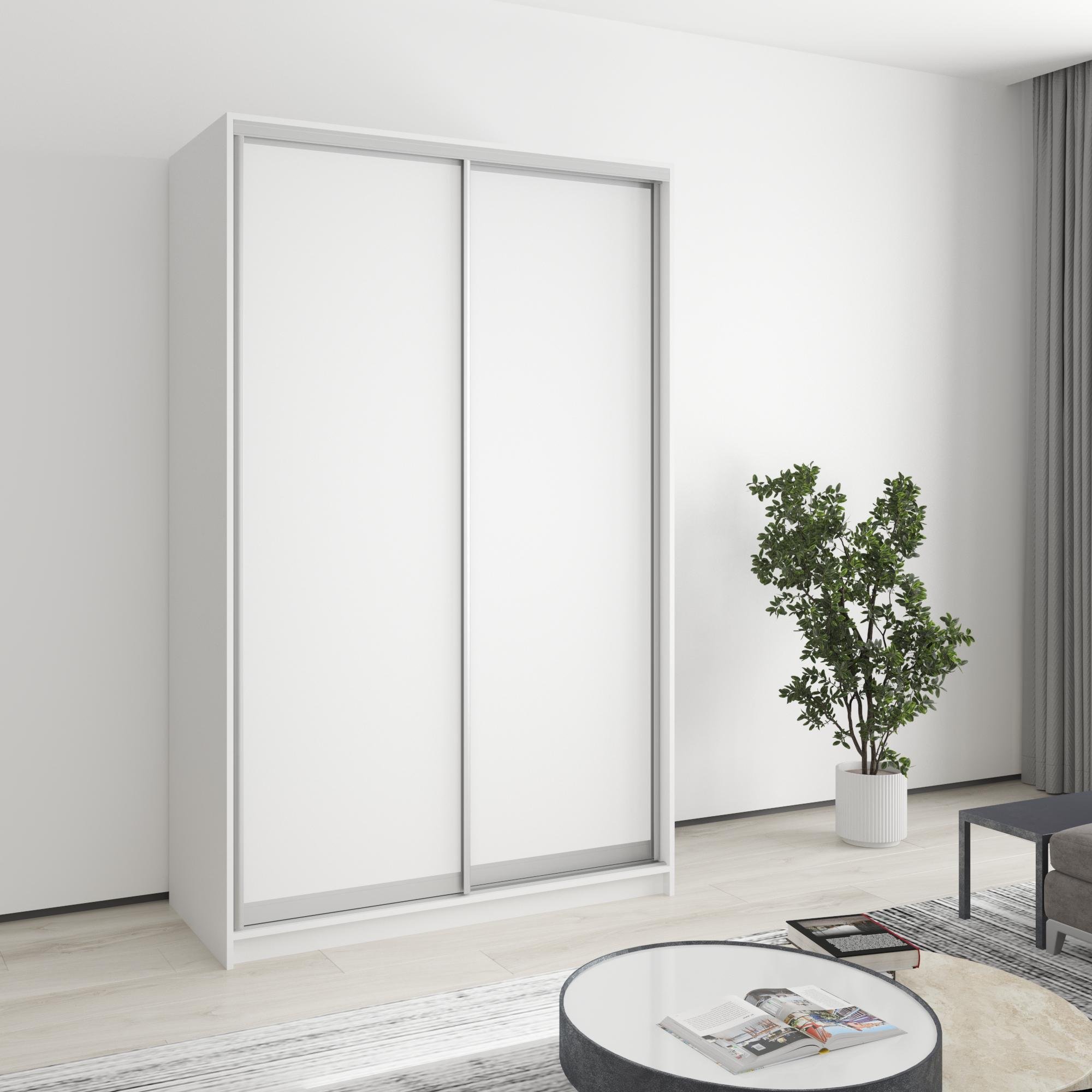 Шкаф-купе двухдверный MebelStar Стандарт AL 2 ДСП 130x45x210 см Аляска белый (MBS-2246)