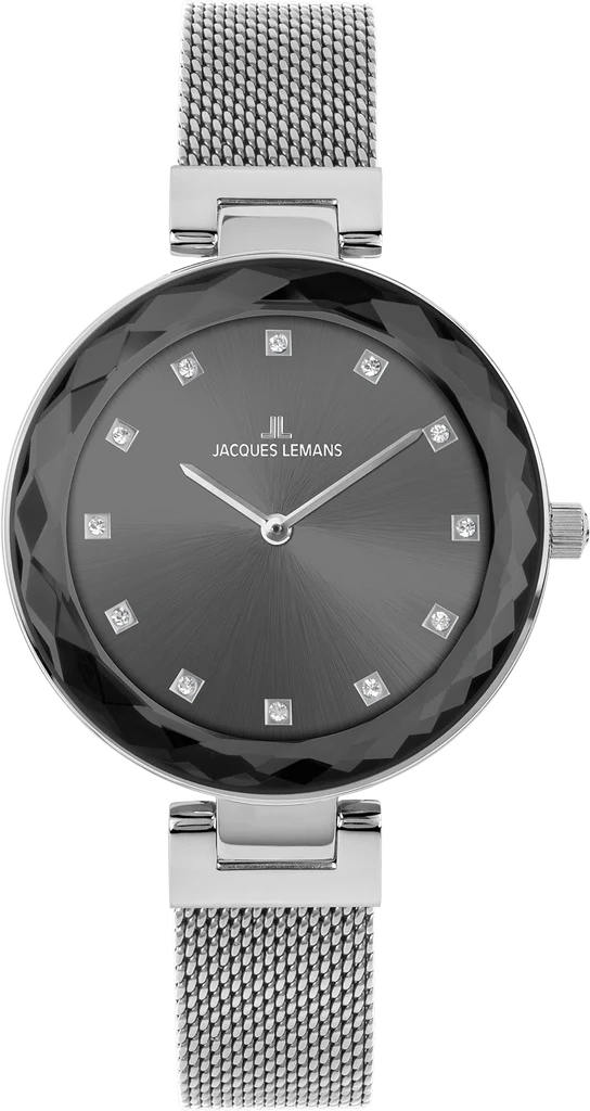 Наручные часы женские Jacques Lemans Milano 1-2139A со стальным корпусом WR 50 м и черным циферблатом Наручные часы женские Jacques Lemans Milano 1-2139A со стальным корпусом WR 50 м и черным циферблатом