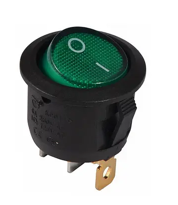 Переключатель с подсветкой TechnoSystems KCD1-8-101N G/B 220V круглый Green (5500737)