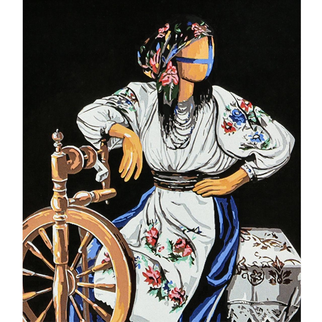 Картина за номерами Strateg Преміум Пряля на чорному фоні з лаком 40х50 см (AH1151)