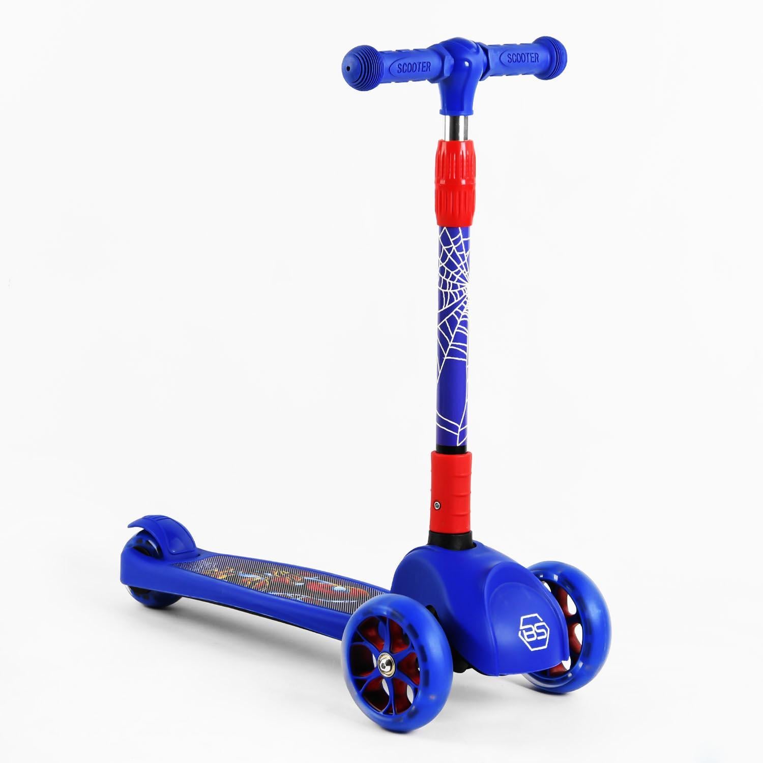 Самокат трехколесный Best Scooter Spiderman складной руль/PU флюоресцентные колеса (105390)
