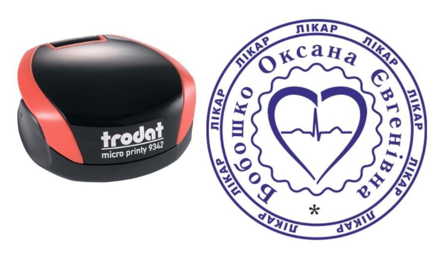 Печать Врача на карманном оснащении Trodat Micro Printy 9342 d 30 мм Красный (Л16/9342/R)