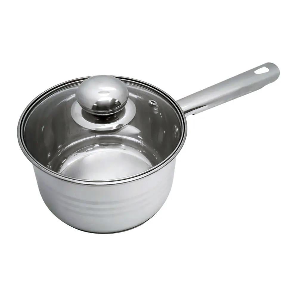 Ковш из нержавеющей стали со стеклянной крышкой 1,4 л ø 14 см - фото 2 Ковш из нержавеющей стали со стеклянной крышкой 1,4 л ø 14 см - фото 2