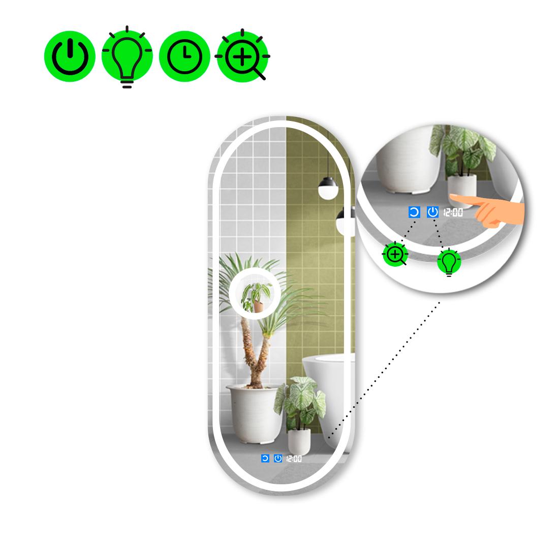 Зеркало с LED подсветкой Portale 1 с двумя сенсорами 160x60 см