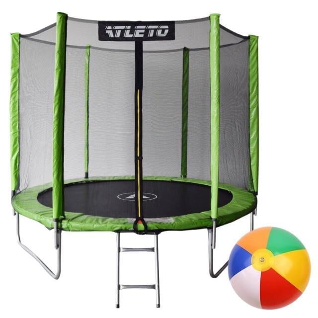 Батут детский с сеткой и стремянкой Atleto с мячом 252 см Зеленый (2505369095)