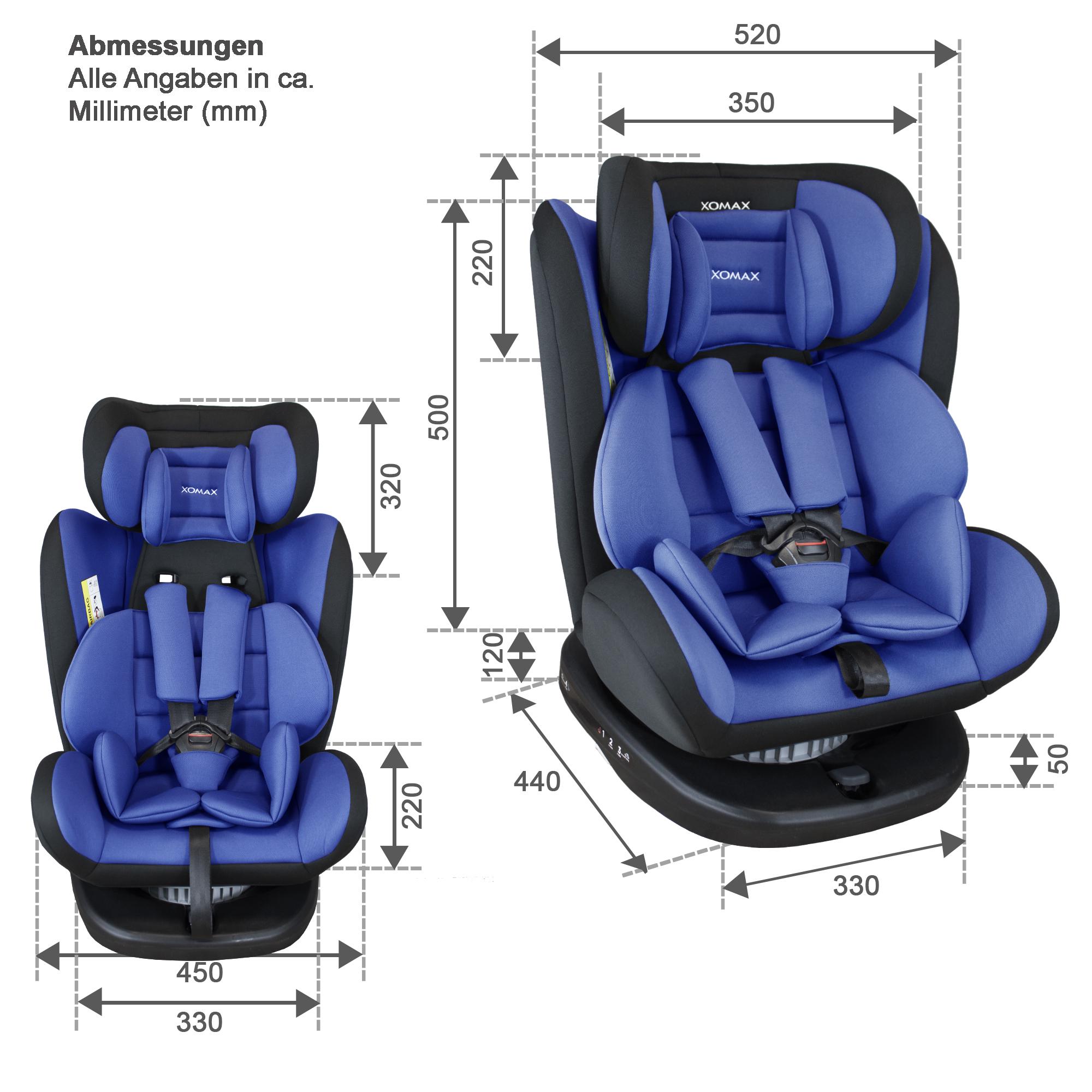 Дитяче автокрісло XOMAX з функцією обертання на 360° ISOFIX 0-36 кг Синій - фото 2