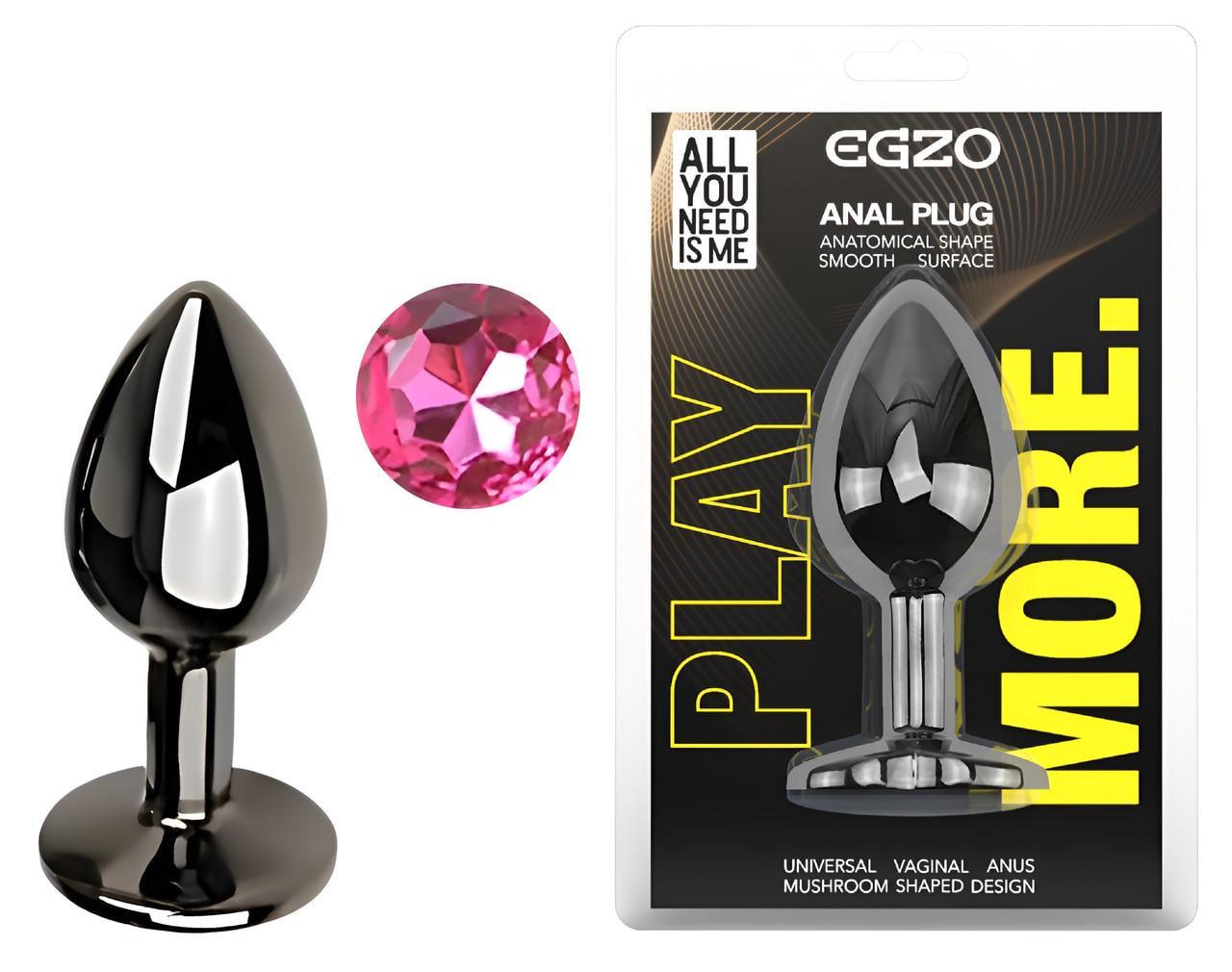 Анальная пробка с кристаллом EGZO Round Plug Rose S Dark Gray (2889256754)
