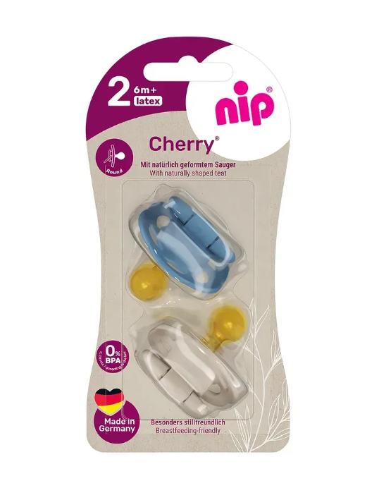 Пустышка Nip Вишенка латекс для девочки 6-18 мес. 2 шт. Голубовато-бежевый (676-19309)