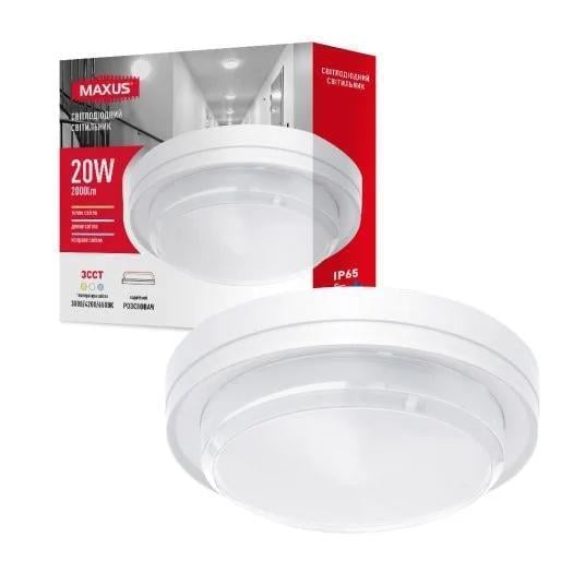 LED-свiтильник накладний Maxus Circle MBH WH 20W 3CCT IP65 (27552668)