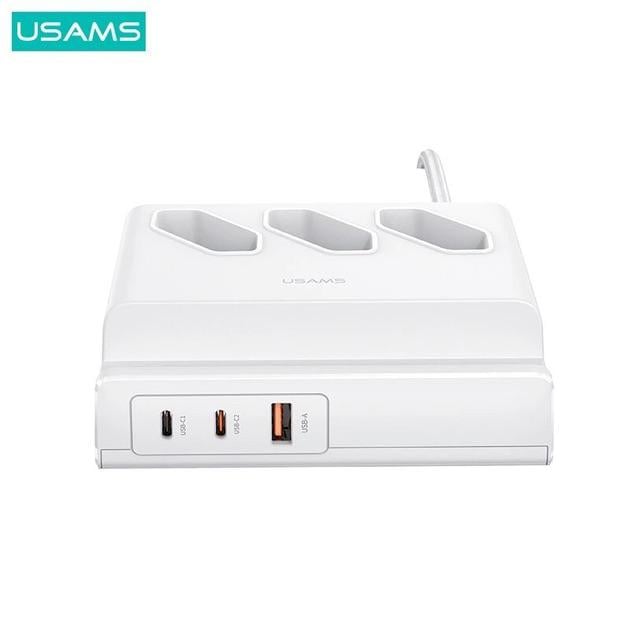 Зарядное устройство для Usams 6в1 65W Super Si Fast Charging 1xUSB, 2xType-C/3 розетки - фото 3