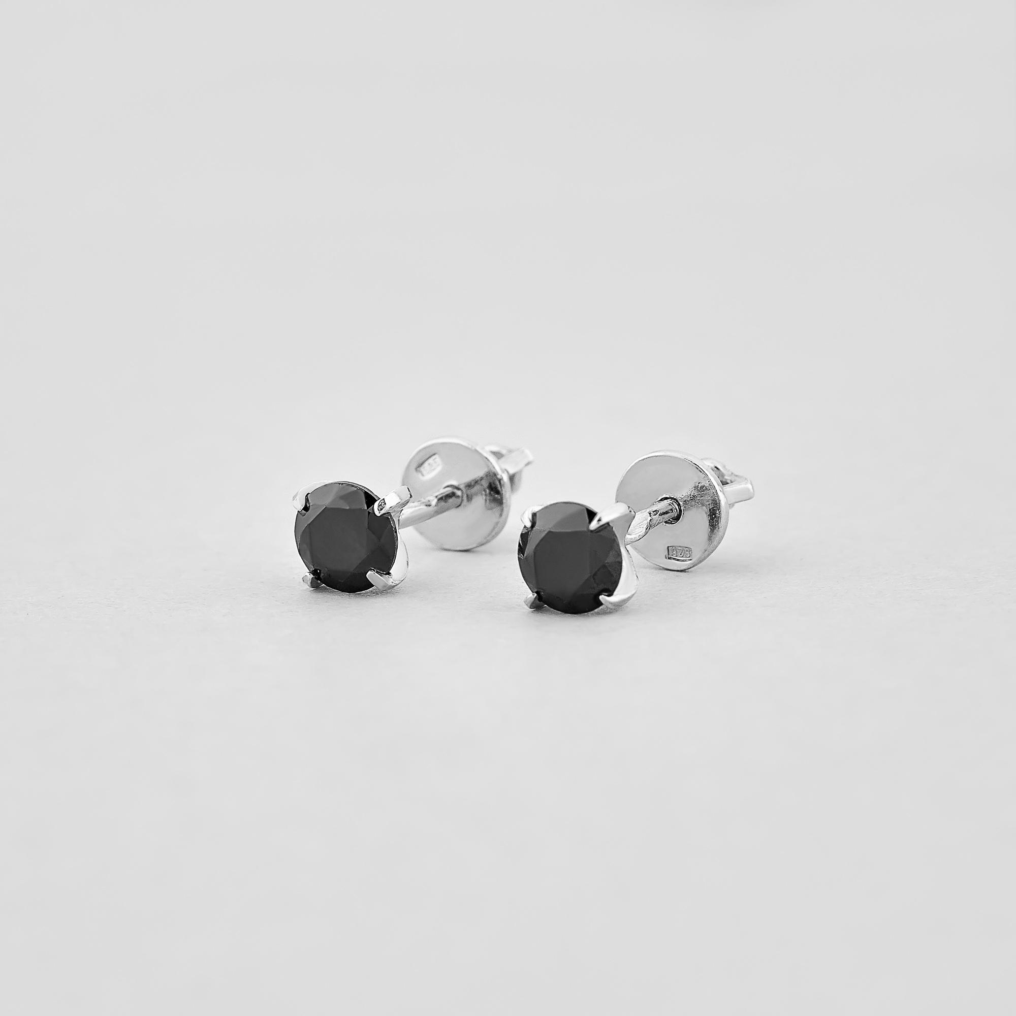 Серебряные серьги Minimal Темная ночь (9815)