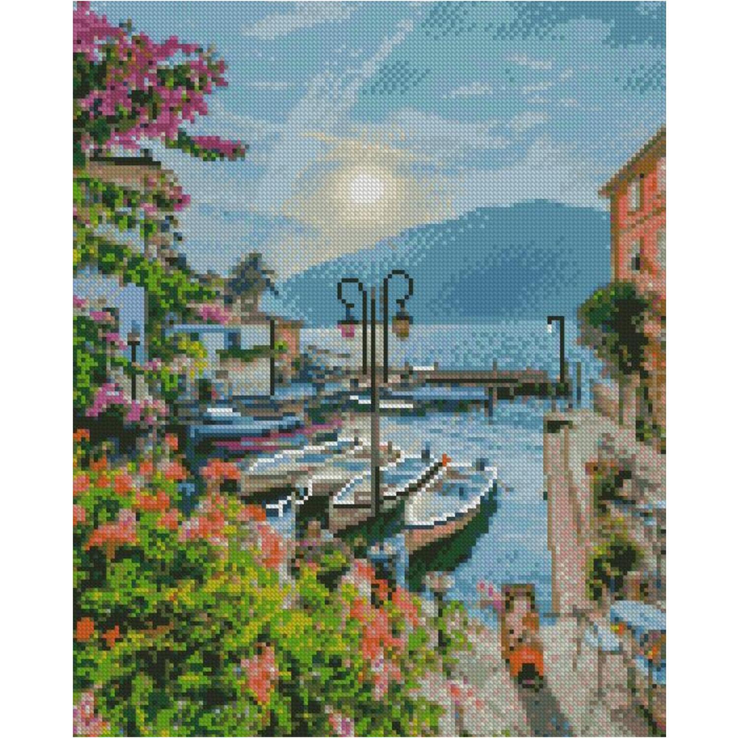 Алмазная мозаика Strateg Премиум Утро на берегу озера 40x50 см (FA40918)