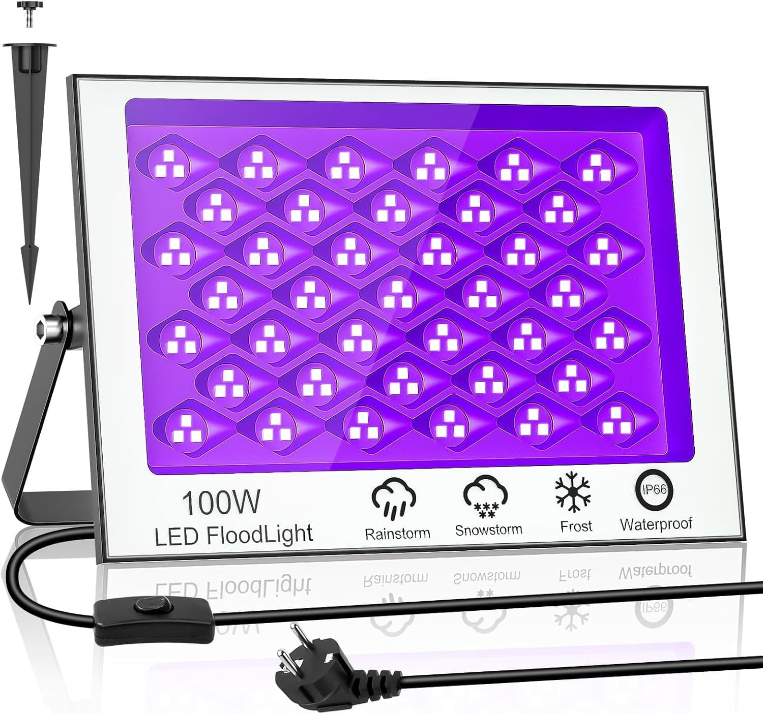 Прожектор ультрафиолетовый Papasbox 100 Вт LED UV IP66 Белый (8/752)