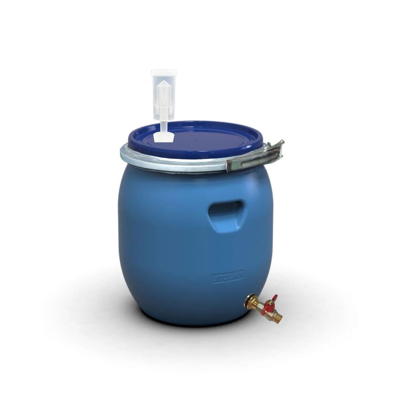 Бочка для брожения с бесшумным U-клапаном металлическим хомутом и латунным краном 1/2" 45 л (296483)