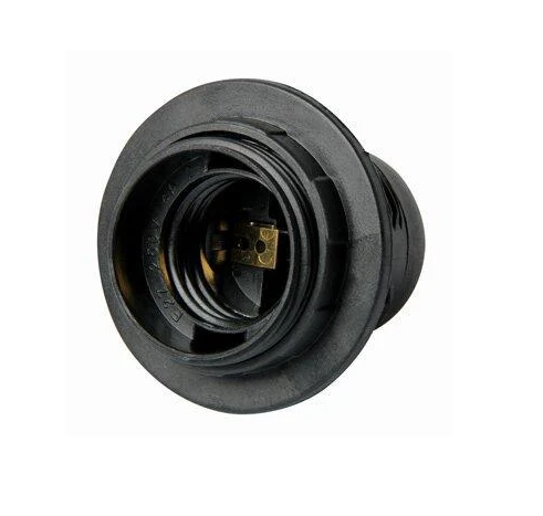 Патрон електричний з гайкою E.NEXT e.lamp socket with nut.e27.pl.black E27 пластик Чорний (s9100007)